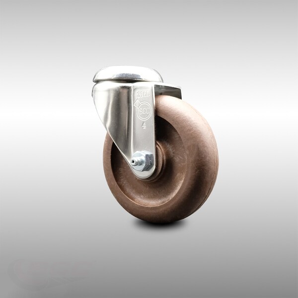 4 Inch 316SS High Temp Glass Filled Nylon Wheel Swivel Bolt Hole Caster SCC